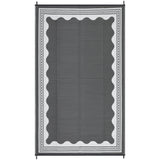 Garvee Waterproof Reversible Outdoor Rug – Modern Scalloped Plastic Straw Mat – UV Resistant, Collapsible, Easy Clean – Patio, Camping, RV, Beach – Gray-White, 9x12ft (274x366cm), USA - Gray & White