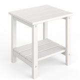 Garvee HDPE 2-Tier Adirondack Patio Side Table – All-Weather Outdoor End Table – Weather Resistant, Durable, 18 Inch – For Adirondack Chair, Deck, Poolside, Garden, Backyard – Embossed Wood Grain-White 1 Piece - Embossed Wood Grain-White 1 Piece