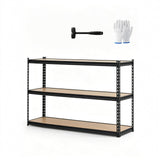 Garvee Heavy-Duty Adjustable Metal Garage Shelving Unit, 3-Tier Steel Utility Storage Rack, 48"W x 18"D x 36"H, 1350 lb Capacity for Garage/Basement/Pantry | Color: Black | Size: 120*45*91.2 cm - Black