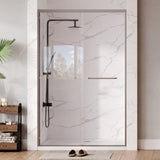 Garvee Semi-Frameless Double Bypass Sliding Shower Door – 43-48"W x 72"H – 1/4" Clear Tempered Glass – Matte Silver – Size: 122cm x 183cm – Color: Matte Silver - Matte Black