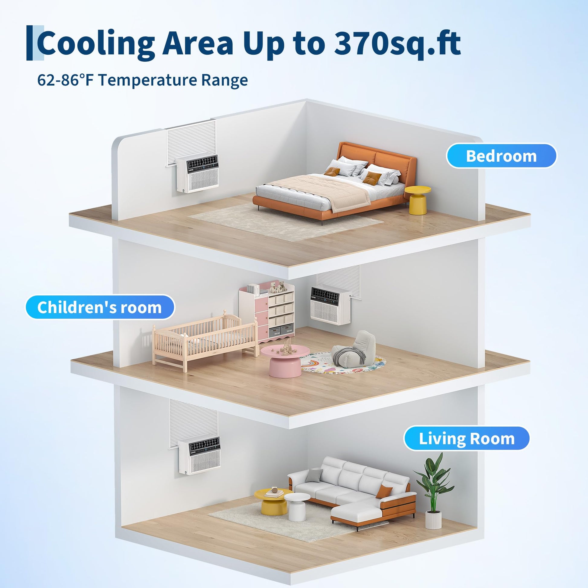 Garvee 8000 BTU U-Shaped Window Air Conditioner with Ultra Quiet Operation & Energy Efficient Cooling, 3-in-1 Modes, Easy Installation, for Home Bedroom Office