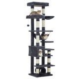 Garvee 74" Tall Cat Tree for Large Cats with Scratching Posts, Condo, Perches, Hammock, Tunnel & Feeding Station, Deep Gray - Deep Grey