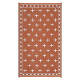 Garvee Reversible Outdoor Rug 8x10ft – Large Waterproof Plastic Straw Patio Carpet, Collapsible, Easy Care, Modern Geometric Design for Deck, Garden, Balcony, RV, Camping, Beach, Picnic – Terracotta Orange/White, USA - Red Peach Orange / White