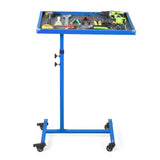 Garvee Adjustable Heavy Duty Rolling Mechanic Tool Table – 220LBS Steel Workbench & Tool Tray with 360° Swivel Wheels – Non-Slip PVC Mat – Mobile Utility Cart for Garage, Auto Repair, Workshop, DIY – Blue