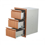 Garvee Triple Drawer Storage Cabinet for Outdoor Kitchen Island – Flush Mount Stainless Steel – Weather-Resistant, Durable, Easy Access – Three-Layer Model L18, Golden Pomelo Color, 14.7" W x 24.5" H x 18.5" D - Benzoin