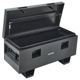 Garvee Heavy-Duty Lockable Truck Bed Tool Box w/ Drawer - Steel Weatherproof Jobsite Storage Chest, Dual Hydraulic Lift Lids, Side Handles, 2 Front Locks, Detachable Support Legs - Fits Pickup/RV/Trailer/Garage - Color: Black Base w/ Silver Floral Spray - Iron Material - Black Base With Silver Floral Spray Coating - Hu Hongfei Edition