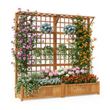 Garvee Raised Garden Bed with Trellis and Hanging Roof – Wooden Planter Box with Drainage Holes – Perfect for Climbing Plants, Flowers, Vines, Herbs & Vegetables – 72 Inch, 2 Pack – Natural Wood Color