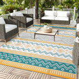 Garvee Waterproof Reversible Outdoor Rug 8x10ft – Durable Plastic Straw Carpet – Lightweight, Collapsible, Easy Clean – Patio, Deck, RV, Camping, Picnic – Yellow/Green/Gray/White, USA - Four Colors - Yellow/Rose Red/Green/White