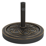 Garvee Heavy Duty 26.5 lb Round Patio Umbrella Base Stand - Adjustable Pole Adapter for 1.5"-2.1" Poles - Fits 7.5-11FT Outdoor Umbrellas - Stable Weighted Resin Base with Rust-Resistant Antique Bronze Finish - Color: Resin + Antique Bronze