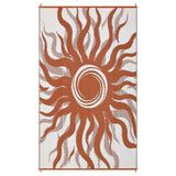 Garvee Boho Sun Design Outdoor Reversible Rug – Waterproof Plastic Straw Patio Carpet, UV Resistant, Easy Clean, 8x10ft Mat for Deck, RV, Camping, Balcony, Backyard, Beach – Terracotta Orange/White, USA - Black Coffee