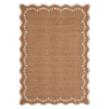 Garvee Washable Scalloped Area Rug - Low-Pile Floral Accent, Soft Non-Slip Backing, Farmhouse Indoor Carpet for Living Room/Bedroom/Dorm/Playroom - Brown, 6x9 ft, USA - Floral Scalloped|Brown