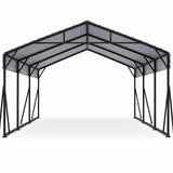 Garvee 20x20 FT Heavy Duty Metal Carport – Large Steel Garage Shelter with Remote Control Solar Light – Canopy for Cars, Trucks, Boats, Equipment – All-Weather – Dark Gray with Remote Control Solar Light