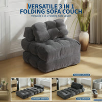 Garvee Folding Sofa Bed Convertible Sleeper Chair with Pillow Dark Gray Single - Foldable Mattress for Living Room Bedroom