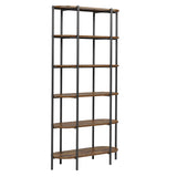 Garvee Industrial 6-Tier Tall Bookshelf - Vintage Oval Bookcase - Open Display & Storage - Metal Frame with Wooden Shelves - Home Office, Living Room, Bedroom, Bathroom - Vintage Color