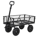 Garvee Heavy Duty Steel Garden Cart – 950 lbs Utility Wagon with 180° Rotating 2-in-1 Handle – All-Terrain Tires, Towable with ATV or Tractor – Durable Metal Yard Equipment – Black frame, black handle, black hub, 950LBS - Black