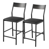 Garvee Modern Counter Height Bar Stools Set of 2, PU Leather Upholstered Bar Chair with Backrest & Footrest, 300 LB Capacity, Barstool for Kitchen Island, Dining Room, Black - Brown