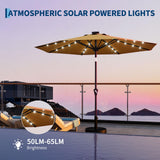 Garvee 10FT Solar Patio Umbrella with 32 LED Lights – Waterproof Outdoor Market Parasol – Crank Lift, Push Button Tilt, 8 Reinforced Ribs, UV Protection – Perfect for Patio, Garden, Pool, Deck, Table – Color: EU4 Yellow - Eu4 Yellow
