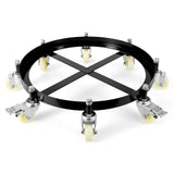 Garvee Heavy Duty 2000 lbs 55 Gallon Drum Dolly Cart – 8 Swivel Wheels, Brakes, Non-Tipping Q235 Steel Frame, Reinforced Barrel Mover for Industrial Warehouse, Garage, Workshop – Specs: 8 wheels, Color: Black - Black