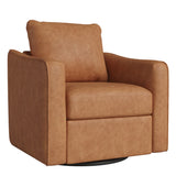 Garvee Oversized 360° Swivel Accent Armchair - Modern PU Leather Single Lounge Chair - Ergonomic Backrest, Sturdy 450 lbs Capacity, Comfortable Reading Chair for Living Room, Bedroom, Office - Brown PU