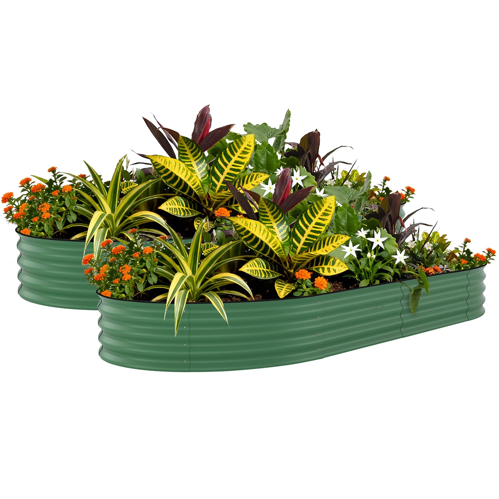 Garvee 2 Pcs Raised Garden Beds Outdoor 10x4x1.5 ft Galvanized Steel Planter Box Green Rust-Resistant Easy Assembly