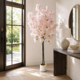 Garvee Double Trunk Artificial Cherry Blossom Tree for Indoor Home Decor - Light Pink Faux Blossom Flowers - Realistic Limbs with PE Pot - 6ft (180cm), Light Pink - Light Pink