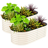 Garvee 2 Pcs 6x3x2 ft Raised Garden Beds Outdoor Galvanized Steel Planter Box Beige Durable Rust-Resistant Easy Assembly