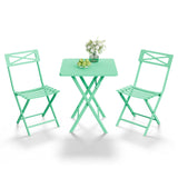Garvee Space-Saving & Durable | 3-Piece Folding Bistro Set Outdoor Patio Furniture – Weather-Resistant Steel Table & 2 Collapsible Chairs, No Assembly for Garden, Balcony – Green - Black