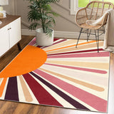 Garvee Vintage Sunburst Area Rug – Washable, Non-Slip, Ultra Thin Carpet, Soft Rainbow Sun Print, Modern Geometric Accent for Living Room, Kids Nursery, Bedroom – Brown, 5x7ft (152x213cm), USA Spec - Yellow/Green
