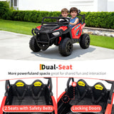 Garvee 24V 2-Seater Electric Ride On UTV for Kids – Off-Road Battery Truck with Remote Control, 4-Wheel Suspension, Gradual Start, 3 Speeds, LED Lights, Wireless Connectivity – Safe & Fun Toy Vehicle for Boys & Girls Ages 2-8, Red