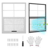 Garvee 2 Pack Sliding Outdoor Storage Windows - White Aluminum Frame, Tempered Glass Screen, Flush Mount J-Lap for Easy Installation - For Chicken Coop, Playhouse, Barn, Garage, Outbuildings - Size: 14x21 inch - 14*21Inch
