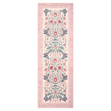 Garvee Washable Pink Vintage Floral Runner Rug – Non-Slip, Low Pile Carpet with Botanical Motif for Hallway, Bedroom, Bathroom, Laundry – Enchanted Garden Decor, Size: 2x6ft (61x183cm), Pink, USA - Green