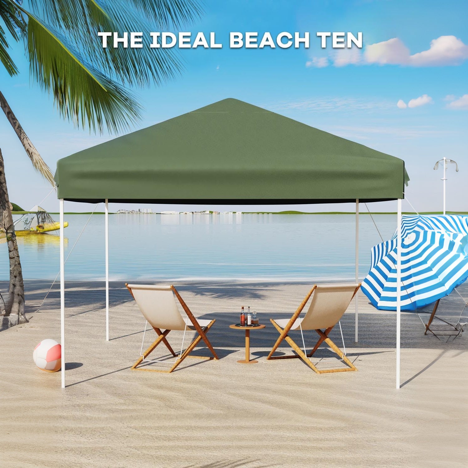 Garvee Portable Outdoor Canopy Tent with Adjustable Height, Waterproof 210D Oxford Fabric, Corrosion-Resistant Frame, Green, 10x10ft, Camping & Events