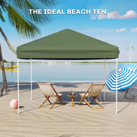 Garvee Portable Outdoor Canopy Tent with Adjustable Height, Waterproof 210D Oxford Fabric, Corrosion-Resistant Frame, Green, 10x10ft, Camping & Events