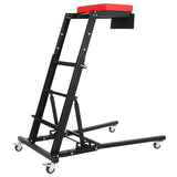 Garvee Professional Heavy Duty Collapsible Topside Engine Creeper – 400LB Capacity – Adjustable Height 45-65 Inch – Ergonomic Padded Deck – 4 Locking Swivel Casters – Tool Pouch – Garage Workshop – Color: Three Exclusive, Red Cushion + Black Base - Three Exclusive