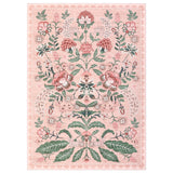 Garvee Washable Vintage Floral Area Rug - Non-Slip Low Pile, Soft, Mark Resistant, Collapsible Carpet for Living Room, Bedroom, Nursery - Botanical Boho Decor, Pink, 9x12ft (274x366cm), USA - Blue-Green