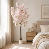 Garvee Double Trunk Artificial Cherry Blossom Tree for Indoor Home Decor - Light Pink Faux Blossom Flowers - Realistic Limbs with PE Pot - 5ft (150cm), Light Pink - Light Pink