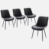 Garvee Set of 2 Modern Black Faux Leather Dining Chairs – Upholstered Seat & Comfy Backrest – Durable Metal Legs – Mid-Century Accent – Perfect for Kitchen, Dining & Living Room – Color: Black, Material: Leather