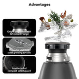 Garvee Continuous Feed Garbage Disposal w/ Air Switch, 1/2 HP 3500 RPM Ultra-Quiet Motor, 4-Stage Stainless Steel Grinding, Compact Under-Basin Kitchen Food Waste Disposer w/ Basin Seal - Gray 331