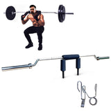 Garvee Safety Squat Barbell 700LB - Comfortable Neck & Shoulder Pad - 2" International Games Sleeves - 2 Barbell Clips - Ideal for Strength Training & Weightlifting - Silver