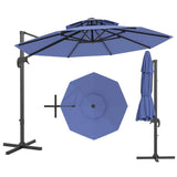 Garvee 10FT Offset Cantilever Patio Umbrella - 360° Rotation - UV Protection & Fade-Resistant Polyester - Easy Tilt Adjustment - Large Outdoor Sun Shade for Pool, Deck, Garden, Backyard - Navy Blue - Blue