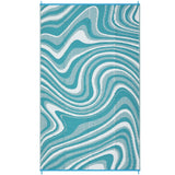 Garvee Large Waterproof Reversible Outdoor Patio Rug – Modern Abstract UV Resistant Plastic Straw Mat – Easy Clean, Collapsible for Camping, Deck, Porch – 9x18ft – Lake Green/Light Blue/White - Lake Green / Light Blue / White