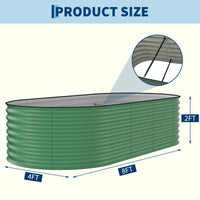 Garvee 8x4x2 ft Galvanized Raised Garden Bed Metal Planter Box for Vegetables Flowers Herbs Green