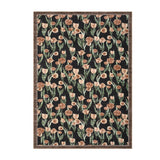 Garvee Vintage Tulip Floral Area Rug - Washable Non-Slip Low Pile Carpet - Soft Modern Accent Rug for Living Room, Bedroom, Dining Room - Black-Brown, 9x12ft (274x366cm), USA - Blue-Gray