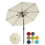 Garvee 9FT Solar Patio Umbrella with 32 LED Lights – Waterproof, UV Protection, Crank Lift, Push Button Tilt, 8 Sturdy Ribs – Outdoor Table & Garden Shade – Color: EU4 Neutral White - Eu4 Red