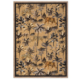 Garvee Washable Tiger Area Rug 9x12ft – Non-Slip, Low Pile Botanical Jungle Carpet – Spot Resistant, Soft Large Floor Cover for Living Room, Bedroom, Nursery – Brown, USA Storage - Brown