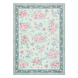 Garvee Vintage Rose Floral Area Rug – Washable, Non-Slip, Low Pile Carpet for Living Room, Bedroom, Nursery, Farmhouse Decor, Easy Clean – Size: 10x13ft (305x396cm), Green - Grey