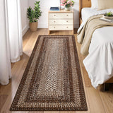 Garvee Machine Washable Non Slip Runner Rug - Modern Low Pile Braided Carpet, mark Resistant Soft Accent Mat for Hallway, Kitchen, Bedroom, Living Room - Brown, 2x10ft - USA