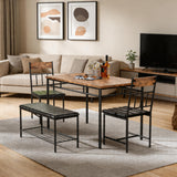 Garvee 4-Piece Modern Dining Table Set, Kitchen Table with Upholstered Chairs and Bench, Kitchen Table Set for Small Space, Apartment, Home, Studio