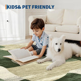 Garvee Washable Modern Abstract Area Rug - Color Block Patchwork Faux Wool Low-Pile, Collapsible Non-Slip Non-Shedding Indoor Carpet for Living Room/Bedroom/Dining - Green, 10x13 ft (305x396 cm), United States - Abstract Block|Green