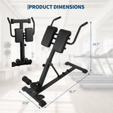 Garvee Adjustable Collapsible Roman Chair Hyperextension Bench - 330 lb Capacity Back Extension Trainer for Lower Back, Core & Glutes - Home Gym Workout Equipment - Color: Black - Black